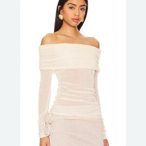 Lovers + Friends Off-Shoulder Cream Dress